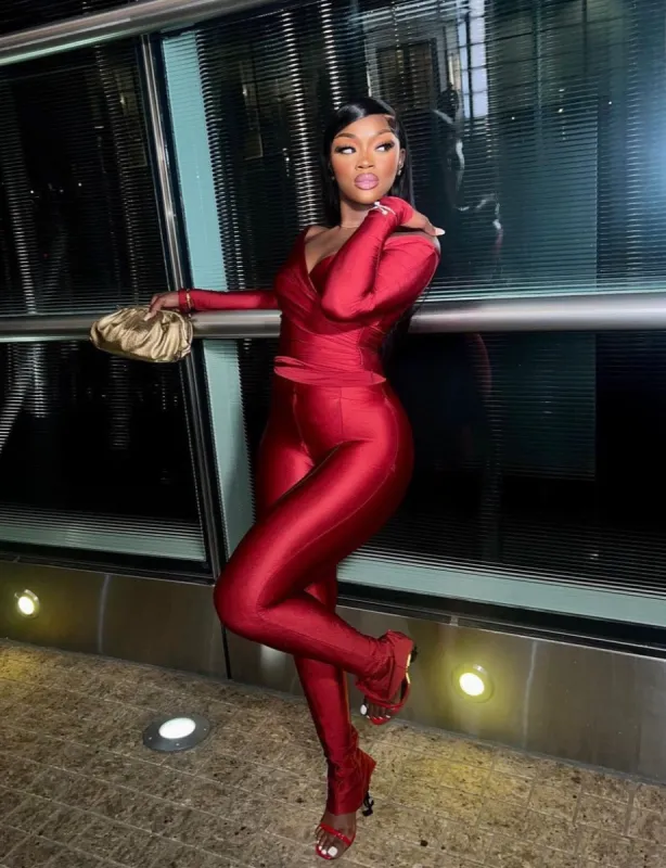 Been That Girl Off Shoulder Pants Set - Red sold by Sassyluxe