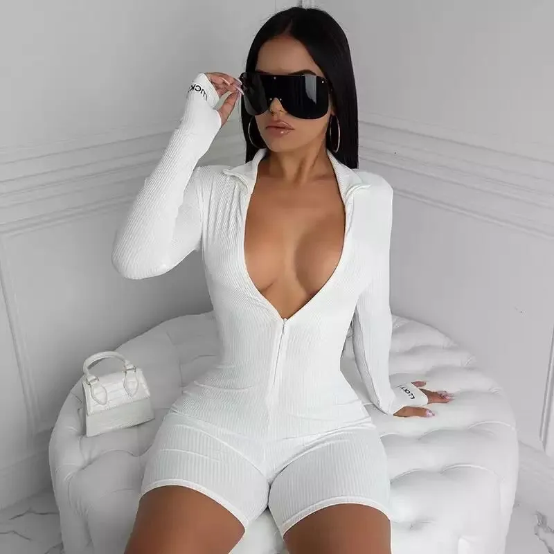 Lucky Label Ribbed Playsuit - White sold by Sassyluxe product image thumbnail 2