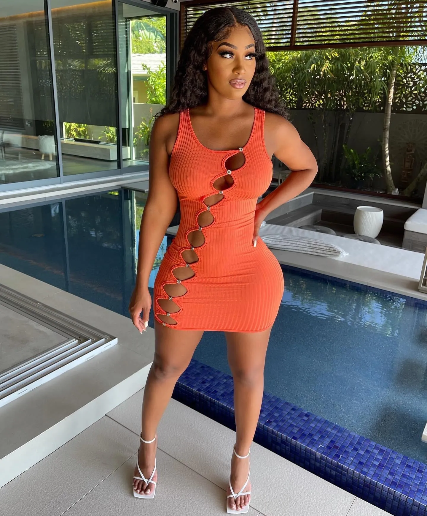 Material Girl Mini Dress - Orange sold by Sassyluxe