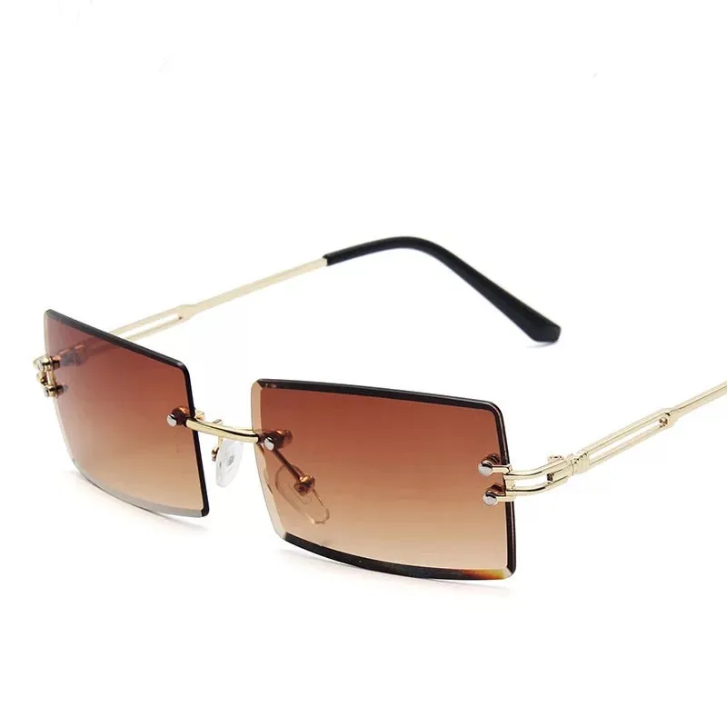 90's Rimless Sunglasses - Brown sold by Sassyluxe