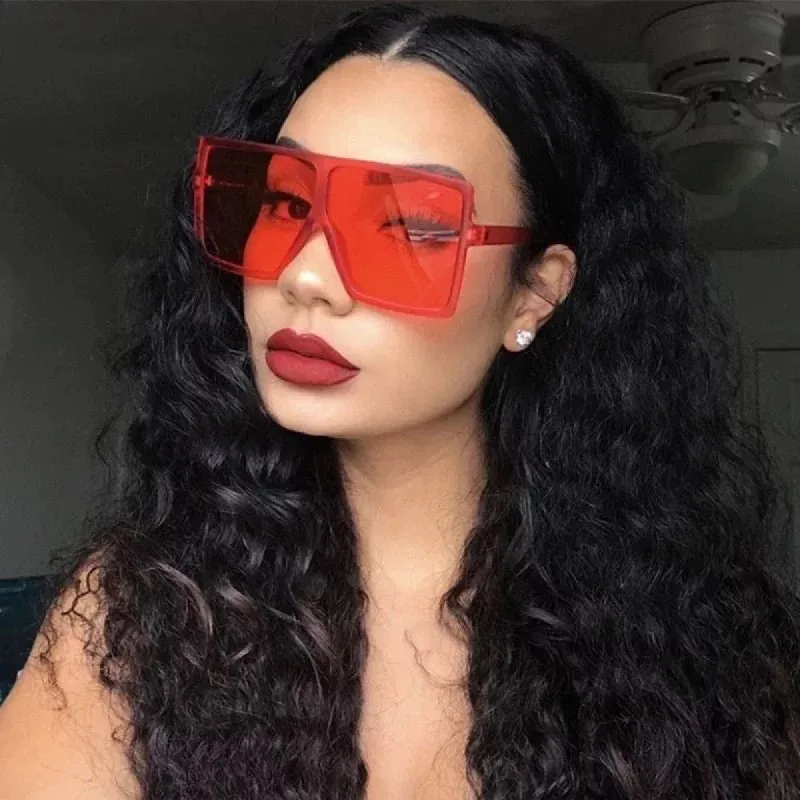 Oversized Square Sunglasses - Red sold by Sassyluxe