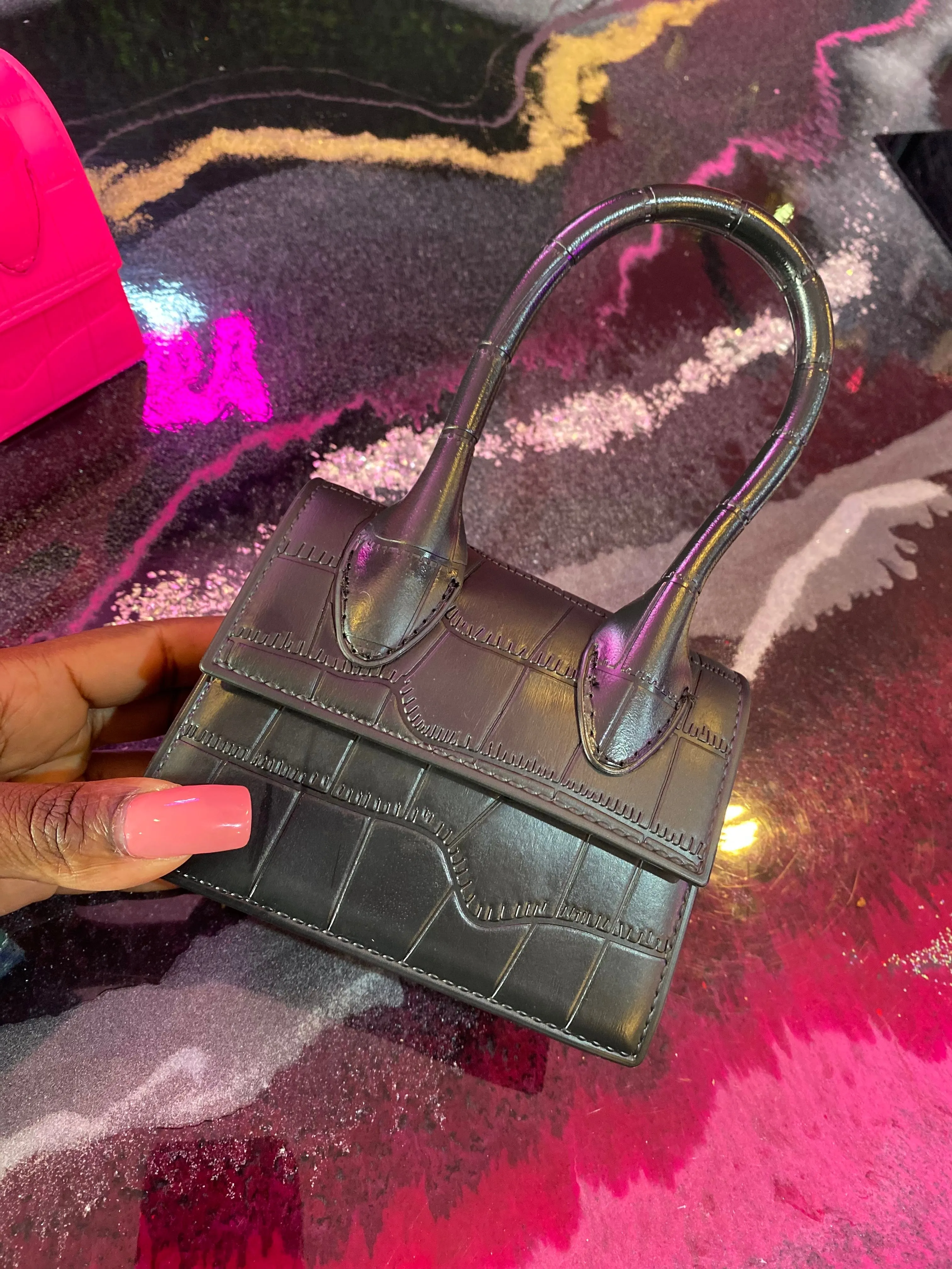 Sassy Mini Croc Bag - Black sold by Sassyluxe