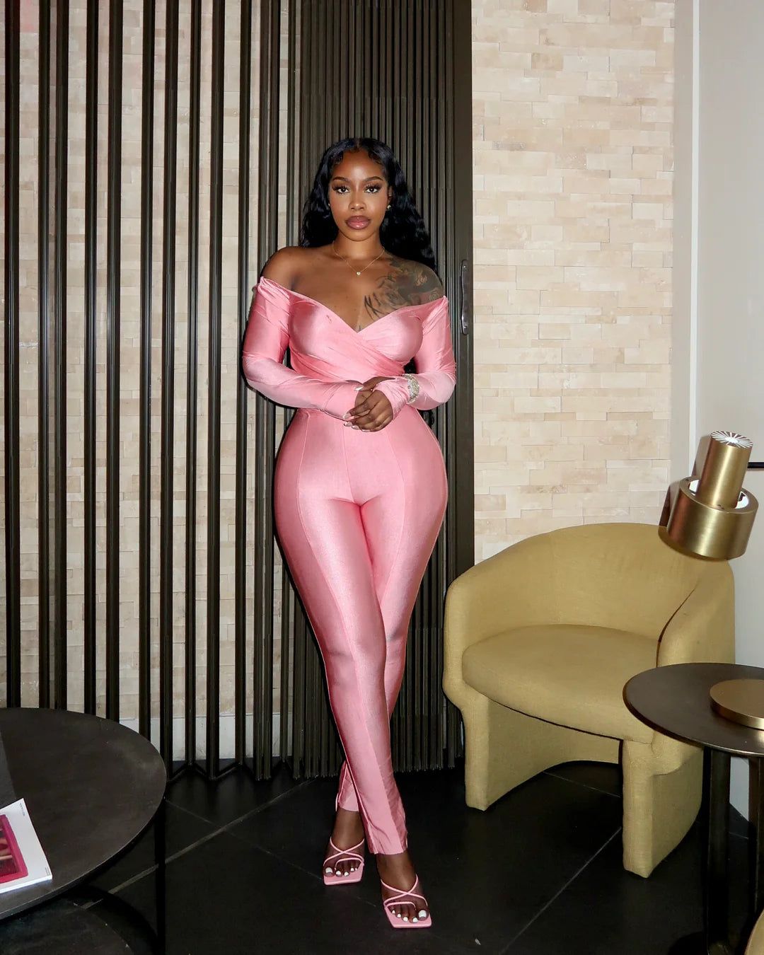 Been That Girl Off Shoulder Pants Set - Pink sold by Sassyluxe product image thumbnail 3
