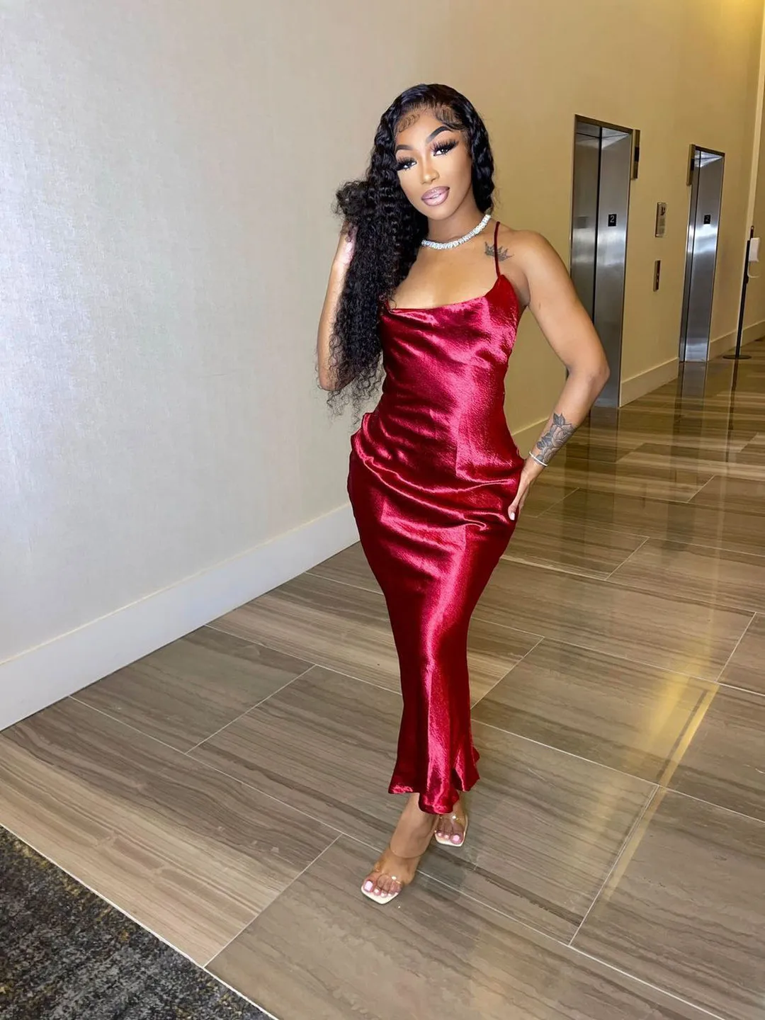 Majestic Elegance Satin Dress - Red sold by Sassyluxe product image thumbnail 3