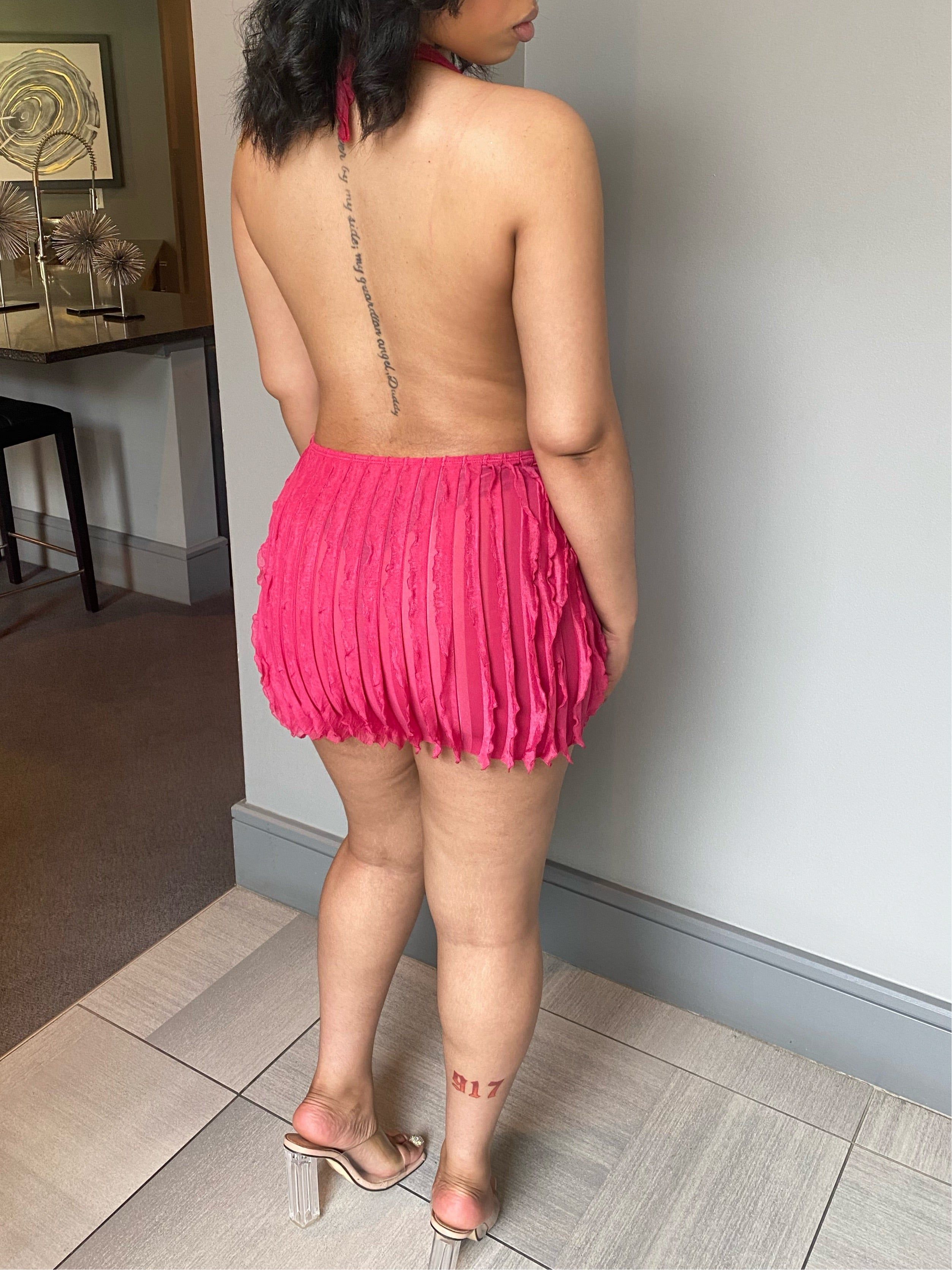 Bombshell Plunge Mini Dress - Pink sold by Sassyluxe product image thumbnail 3