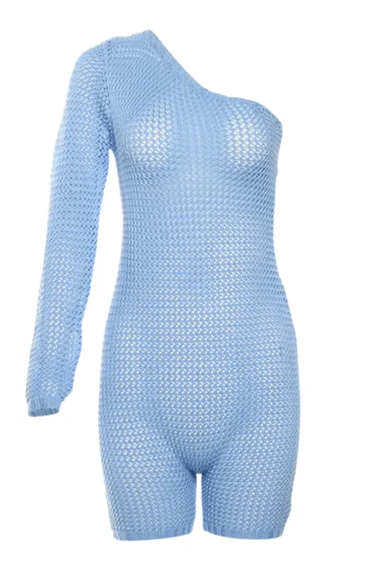 Pop Off Asymmetrical Sleeve Playsuit sold by Sassyluxe