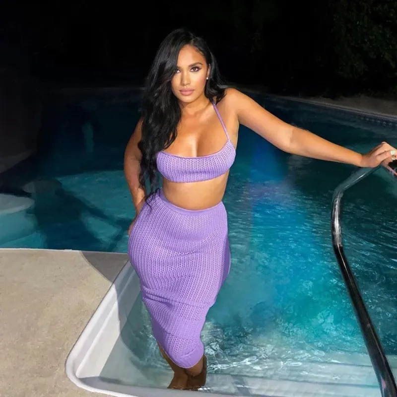 Bad Beach Halter Top & Skirt Set - Purple sold by Sassyluxe