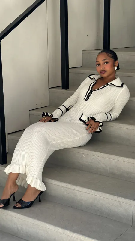 Evangeline Classy Knit Contrast Maxi Dress made by Sassyluxe
