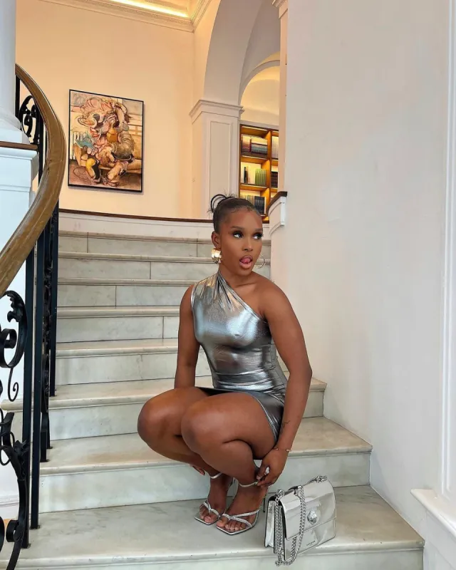 Onyx Metallic One Shoulder Dress - Silver sold by Sassyluxe