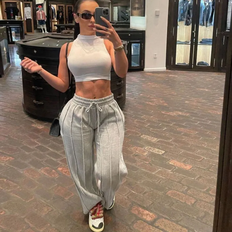 Making Moves Wide Leg Joggers - Grey sold by Sassyluxe