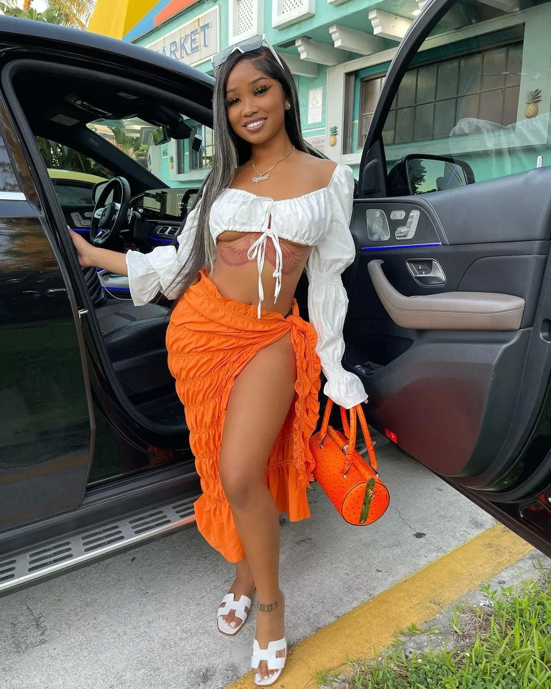 Calabasas Resorts Skirt - Orange sold by Sassyluxe product image thumbnail 3