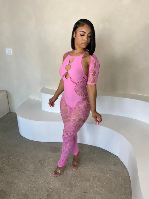 Love Rush Seamless ingerie Jumpsuit - Pink sold by Sassyluxe