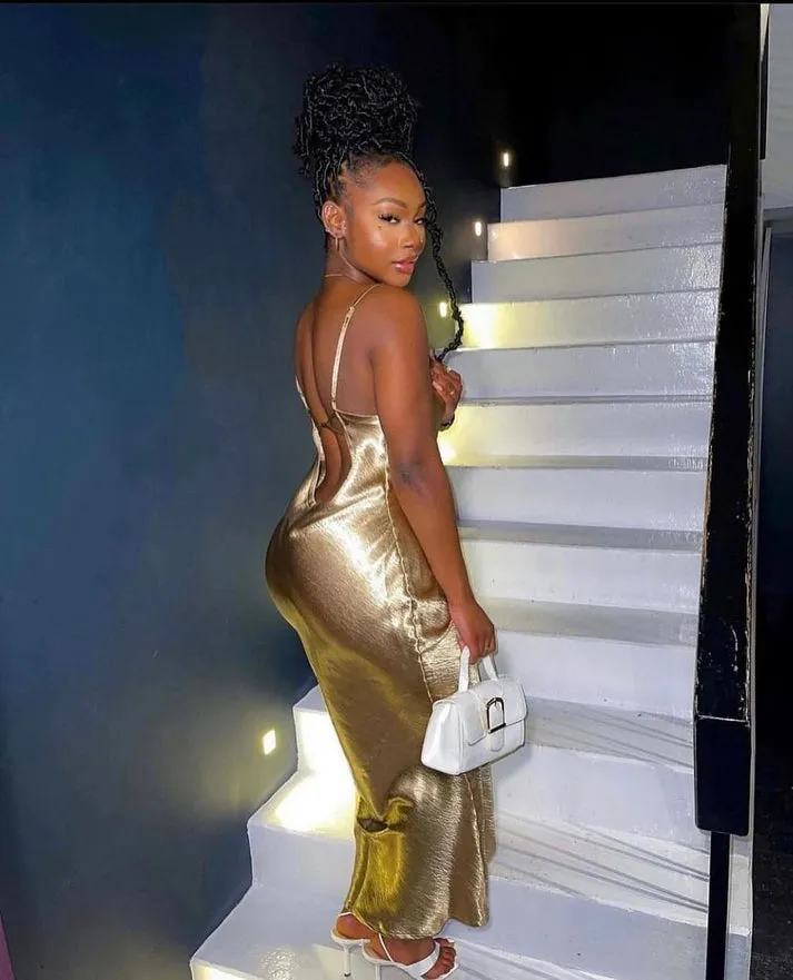 Majestic Elegance Satin Dress - Gold sold by Sassyluxe product image thumbnail 2