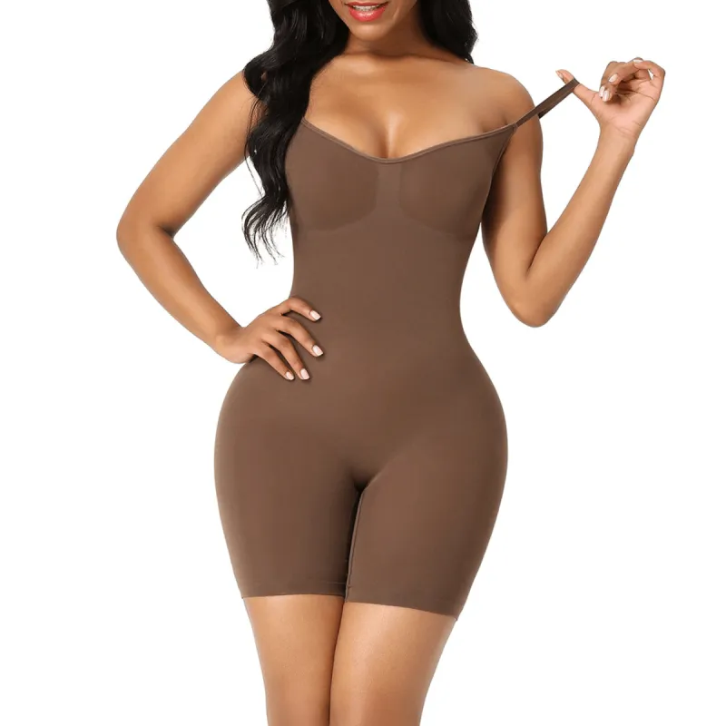 Seamless Sculpting Mid Thigh Bodysuit - Cocoa sold by Sassyluxe