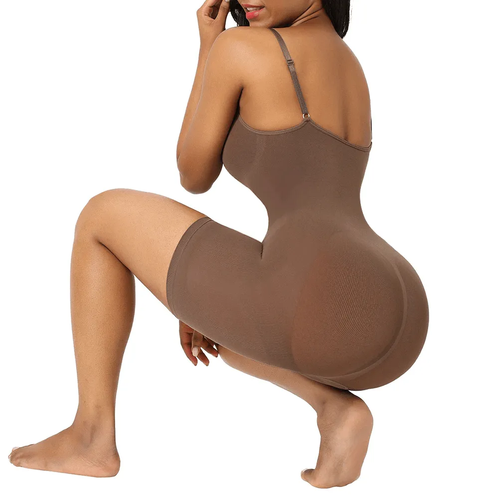 Seamless Sculpting Mid Thigh Bodysuit - Cocoa sold by Sassyluxe product image thumbnail 2