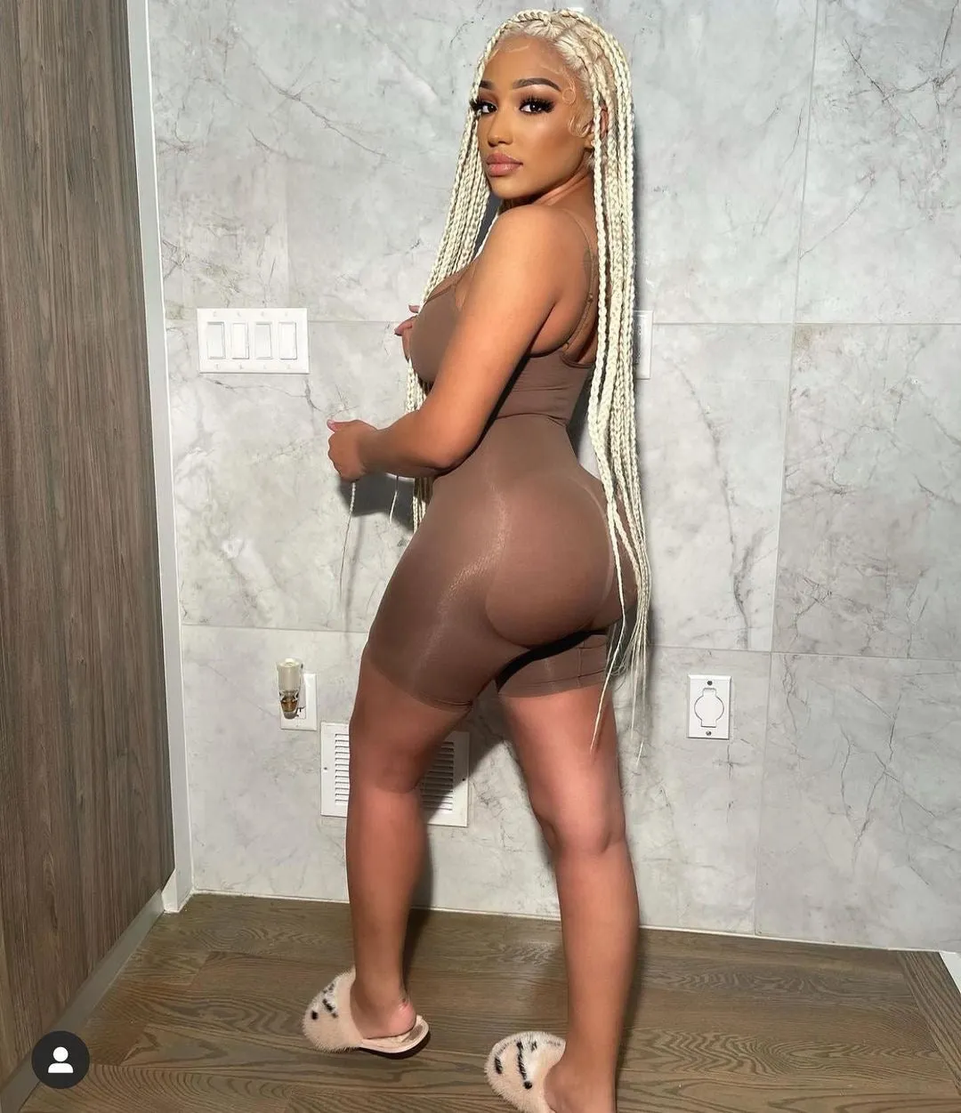 Seamless Sculpting Mid Thigh Bodysuit - Cocoa sold by Sassyluxe product image thumbnail 4