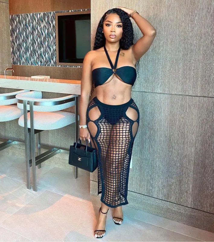 Briana Crochet Skirt - Black sold by Sassyluxe