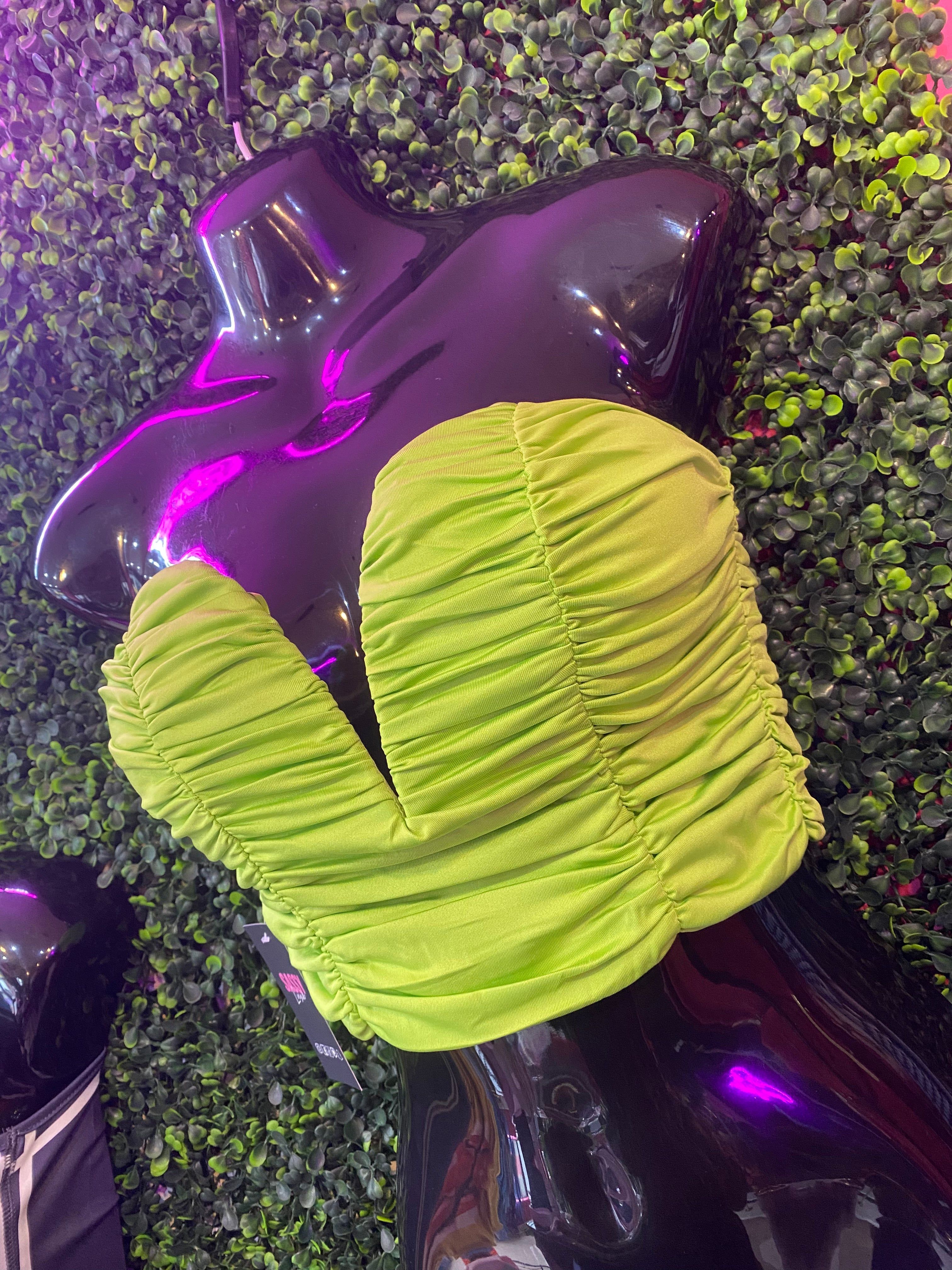 Ruiza Rouched Bandeau Top - Green sold by Sassyluxe