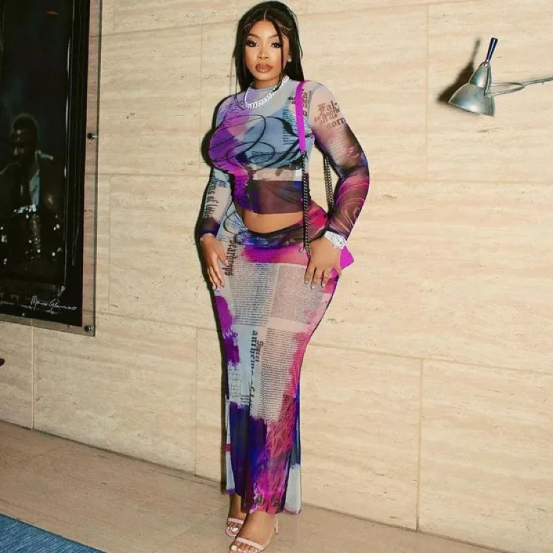 Read All About It Mesh Skirt Set sold by Sassyluxe