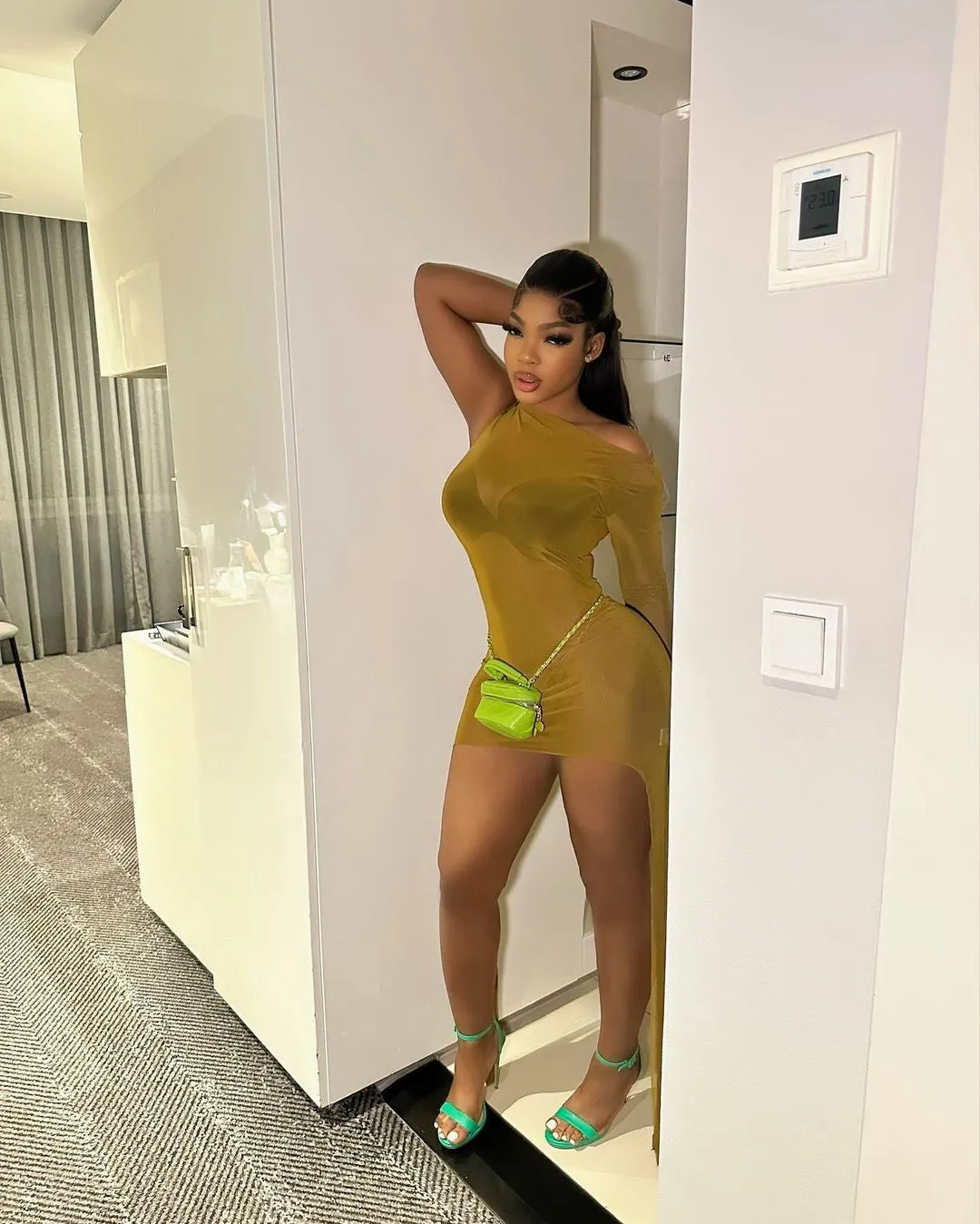 Far From Basic One Sleeve Mini Dress sold by Sassyluxe product image thumbnail 5