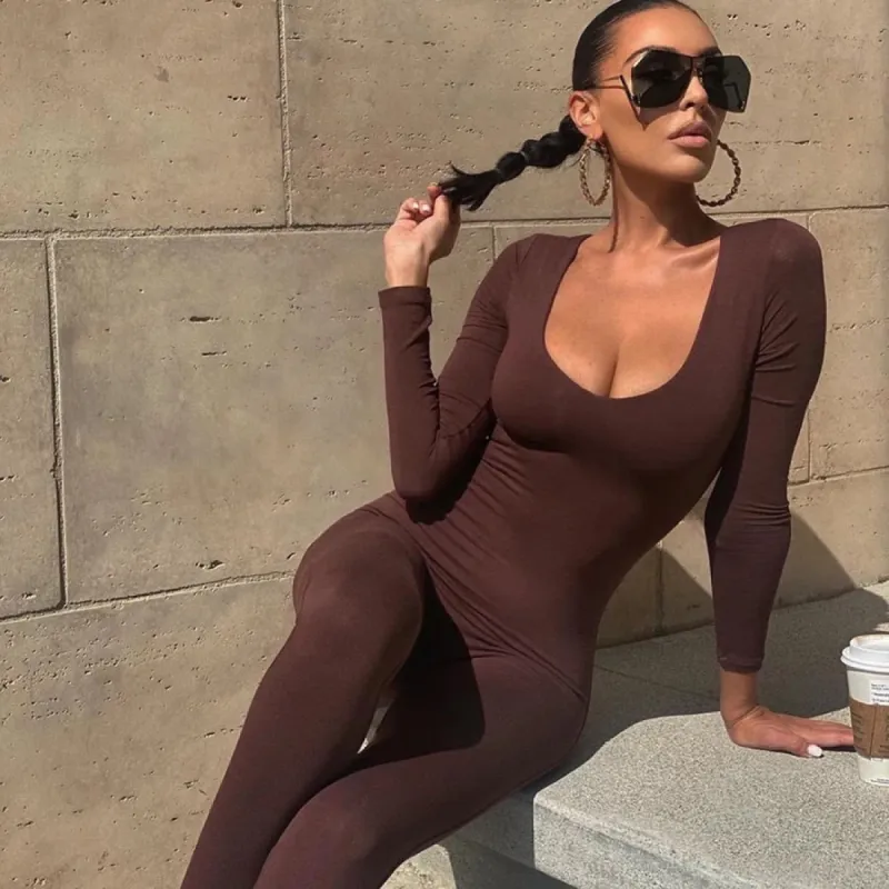 Skxn Tight Jumpsuit - Cocoa sold by Sassyluxe