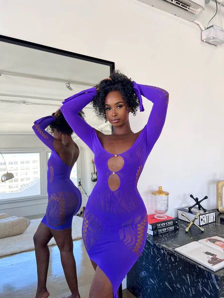 Naughty But Nice Lingerie Dress - Purple sold by Sassyluxe