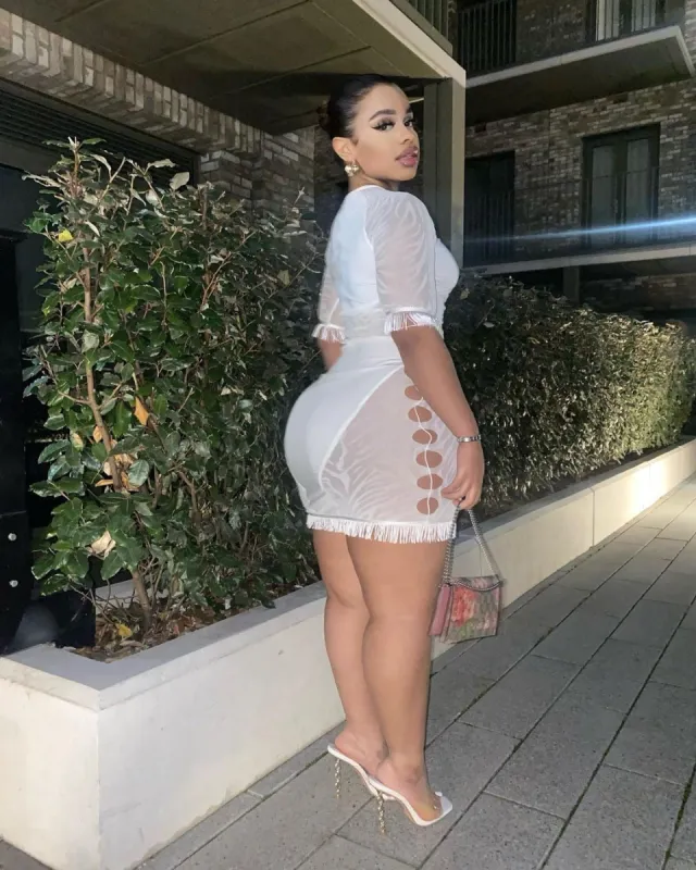 Dynasty Mesh Panel Mini Dress - White sold by Sassyluxe
