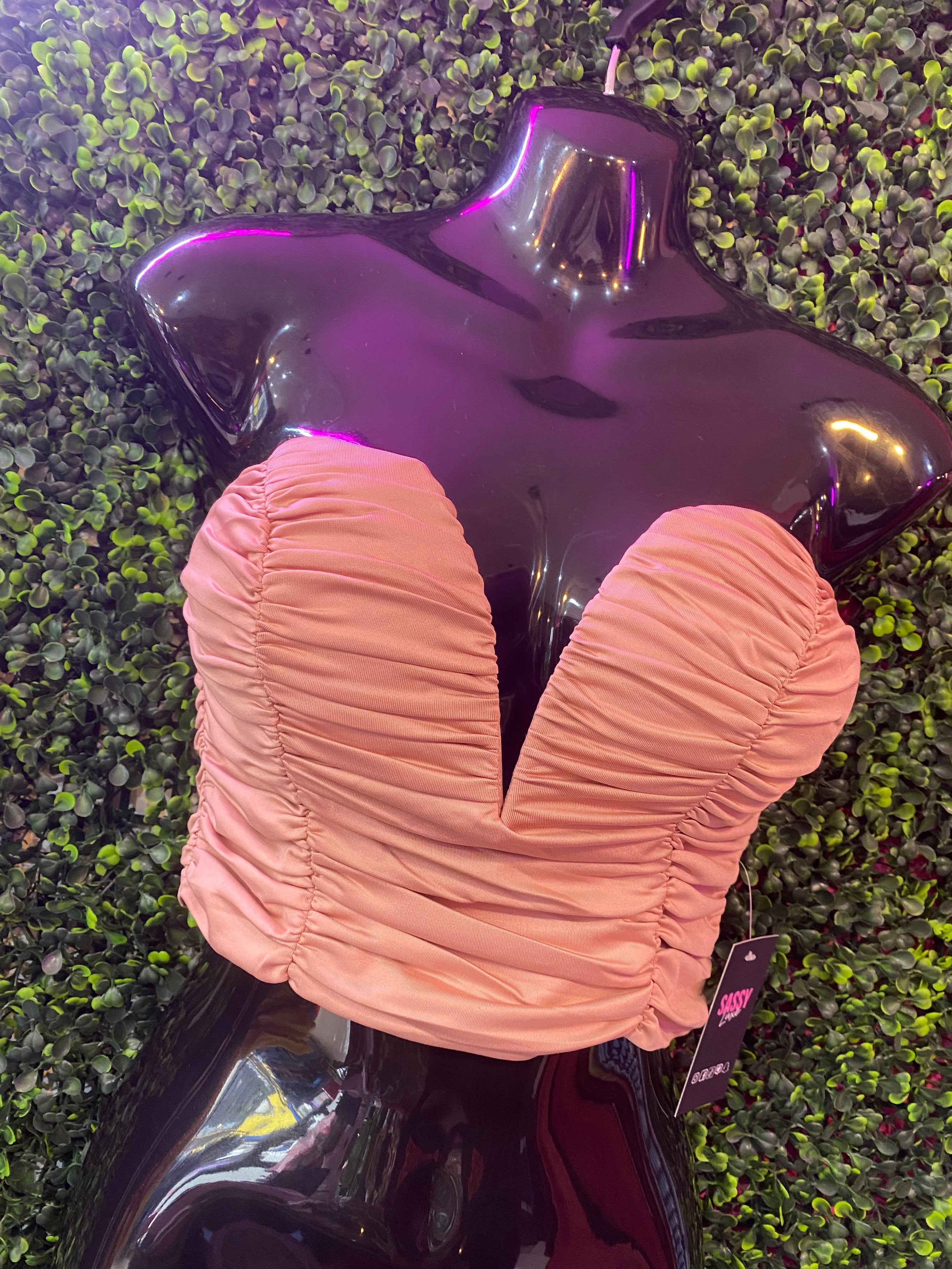 Ruiza Rouched Bandeau Top - Rose sold by Sassyluxe