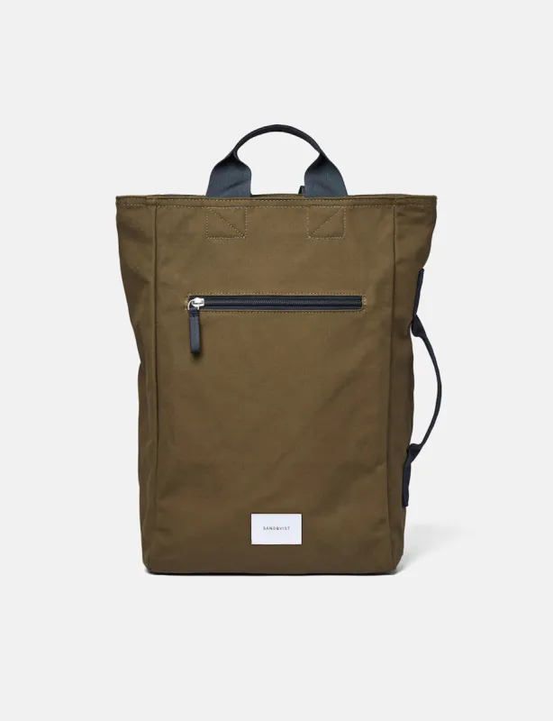 Sandqvist Tony Tote Backpack (Vegan) - Olive Green/Navy Blue sold by Article London