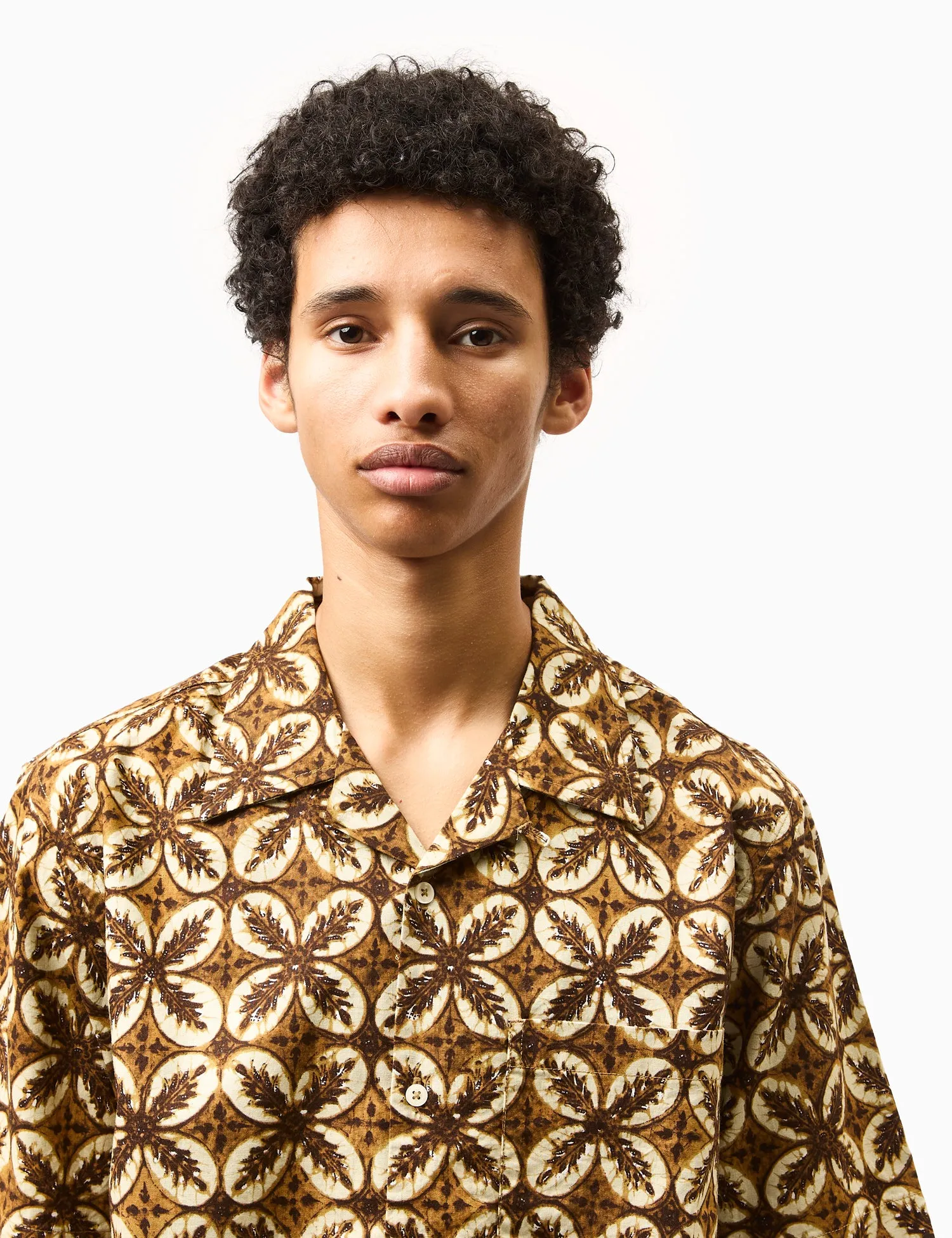 Universal Works Camp Shirt (Lobby Print) - Brown sold by Article London product image thumbnail 2