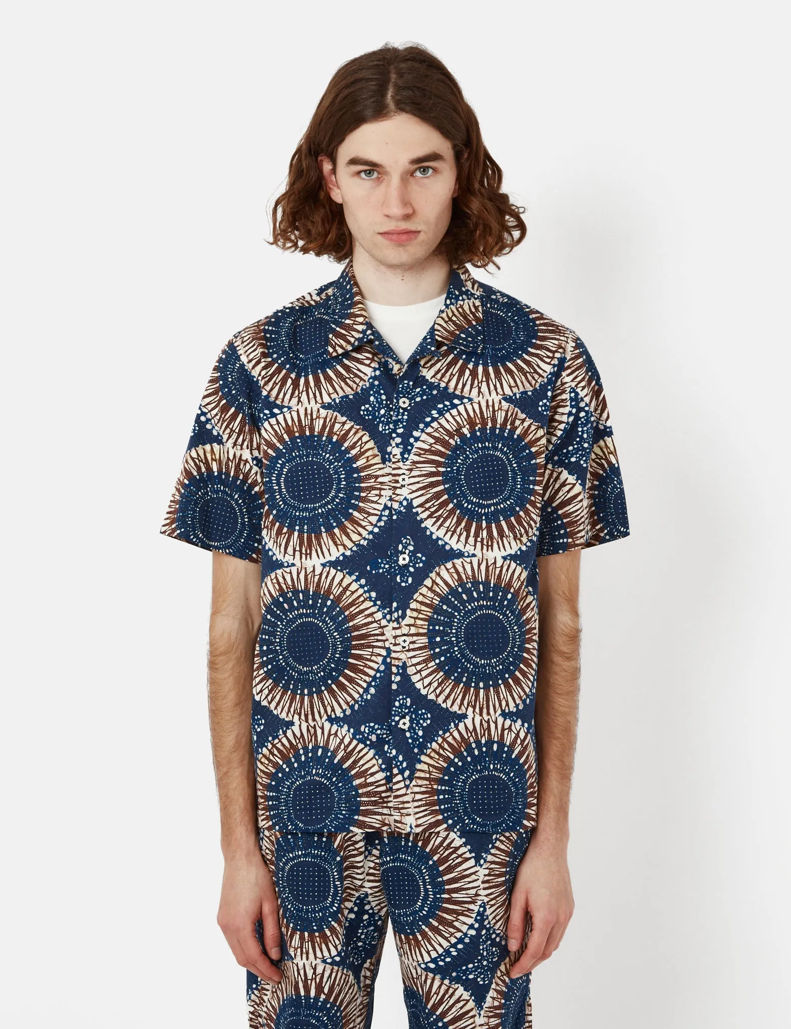 Universal Works Road Shirt (Hokkoh Print) - Navy Blue sold by Article London product image thumbnail 2