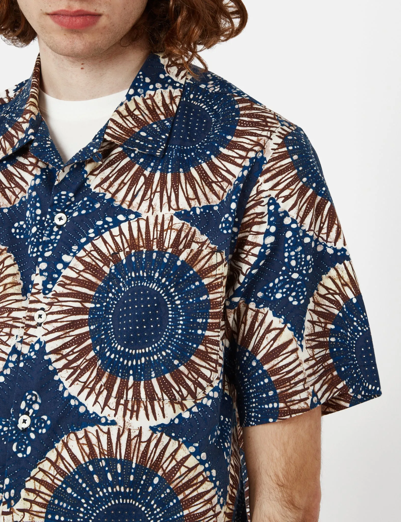 Universal Works Road Shirt (Hokkoh Print) - Navy Blue sold by Article London product image thumbnail 3