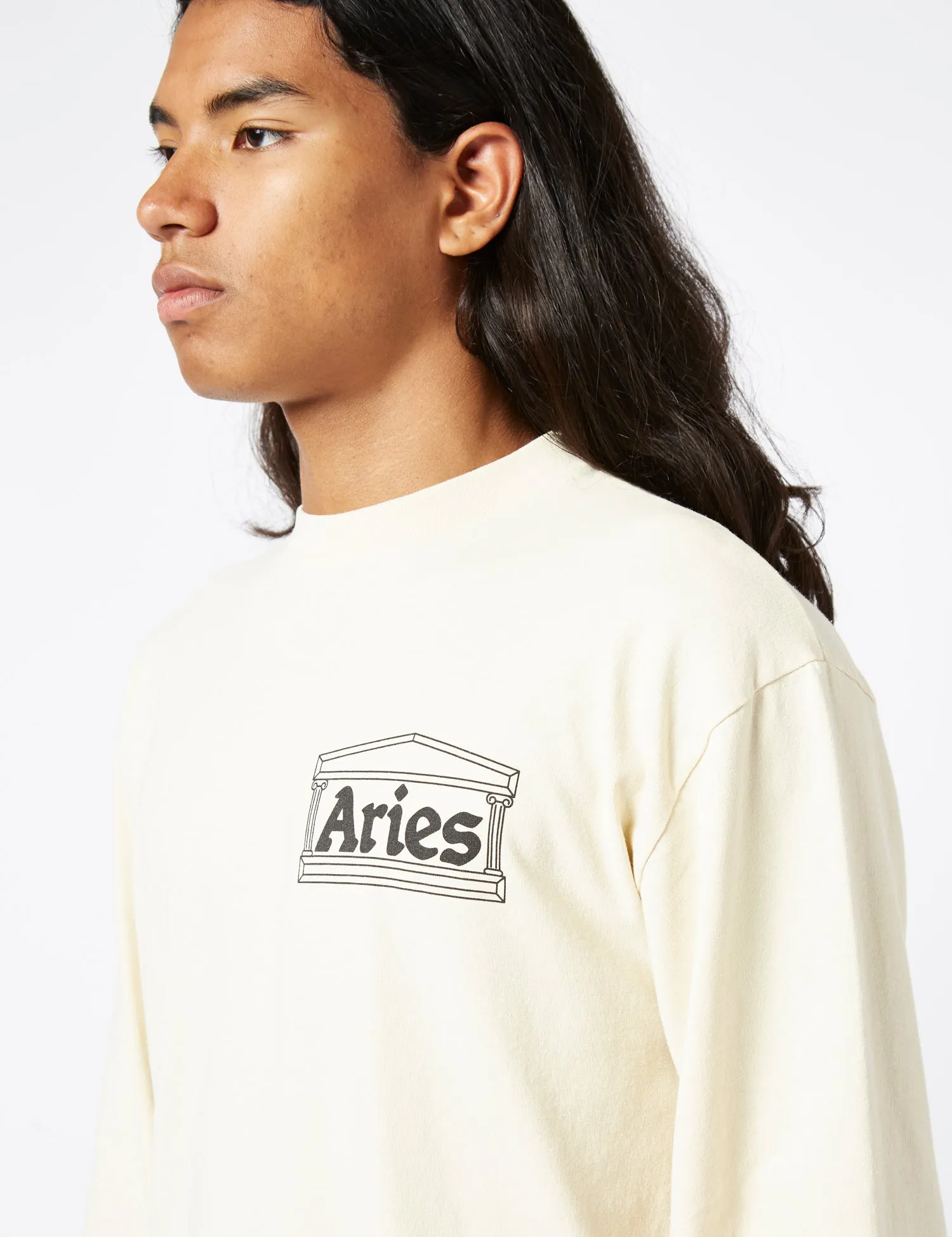 Aries Temple Long Sleeve T-Shirt - Alabaster Beige sold by Article London product image thumbnail 2