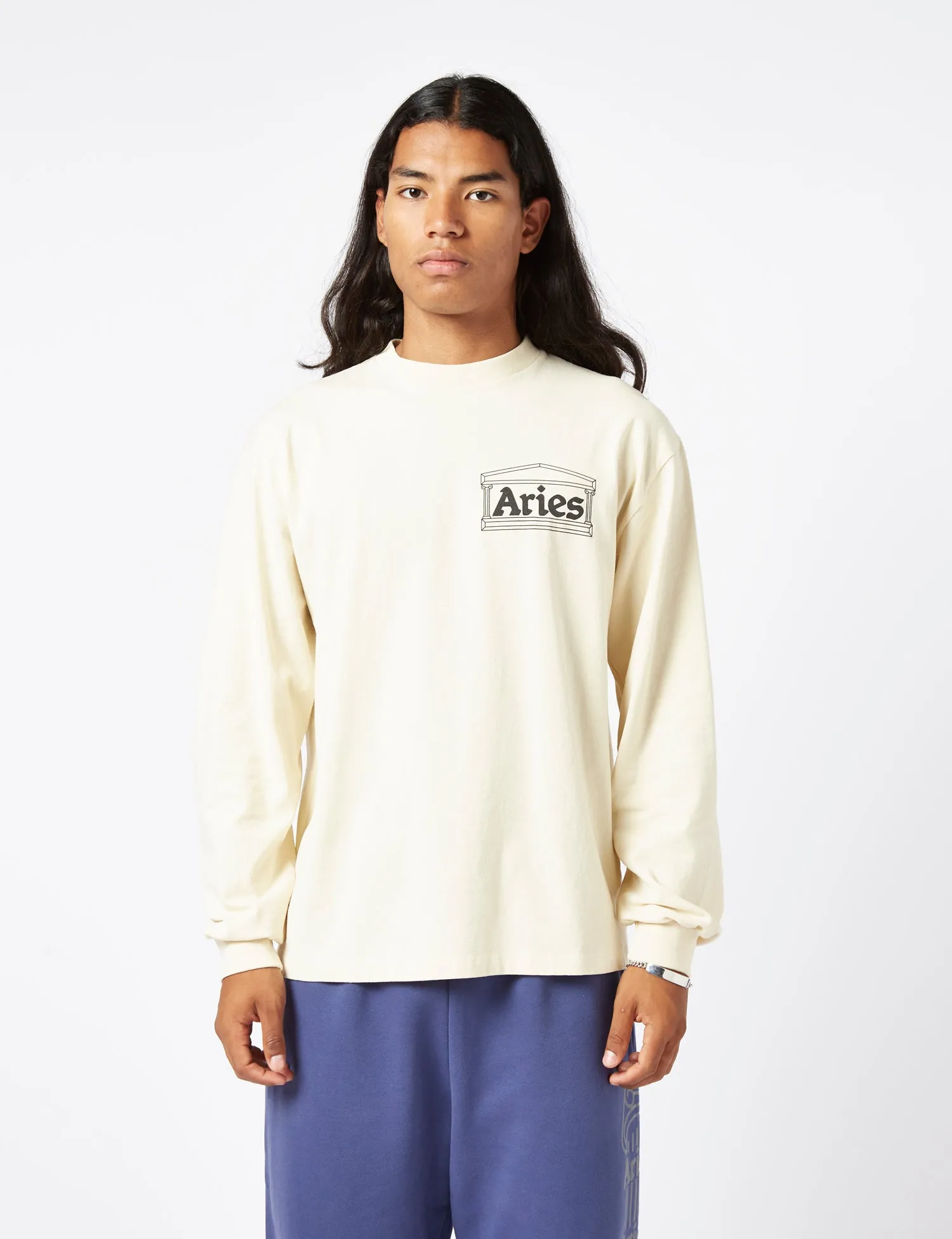 Aries Temple Long Sleeve T-Shirt - Alabaster Beige sold by Article London