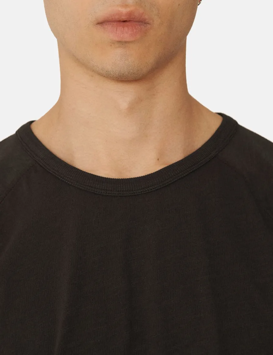 YMC Television Raglan T-Shirt (Organic Cotton) - Black sold by Article London product image thumbnail 2