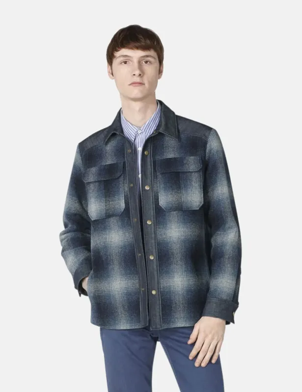 A.P.C. Mark Plaid Jacket (Wool) - Steel Blue sold by Article London