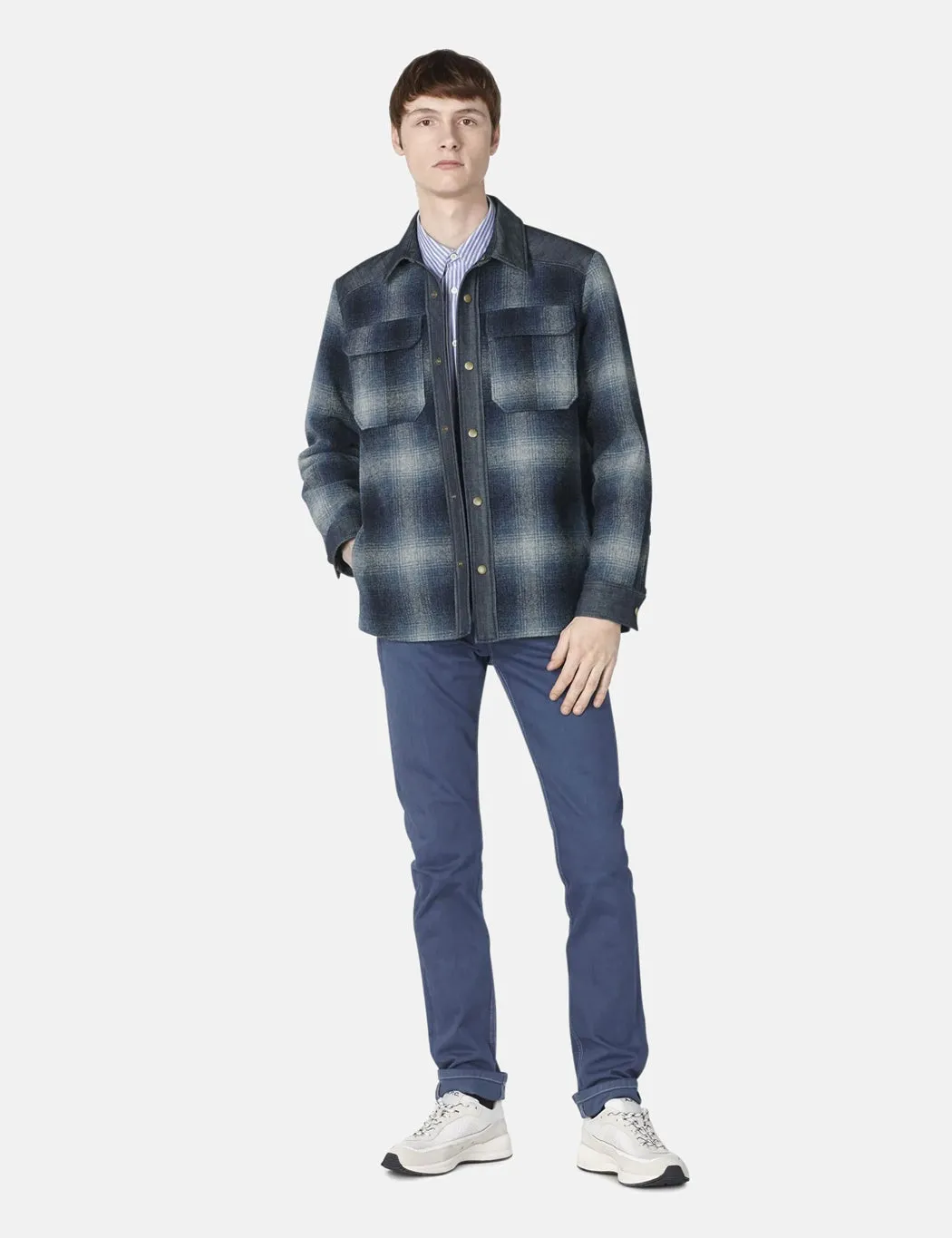 A.P.C. Mark Plaid Jacket (Wool) - Steel Blue sold by Article London product image thumbnail 2