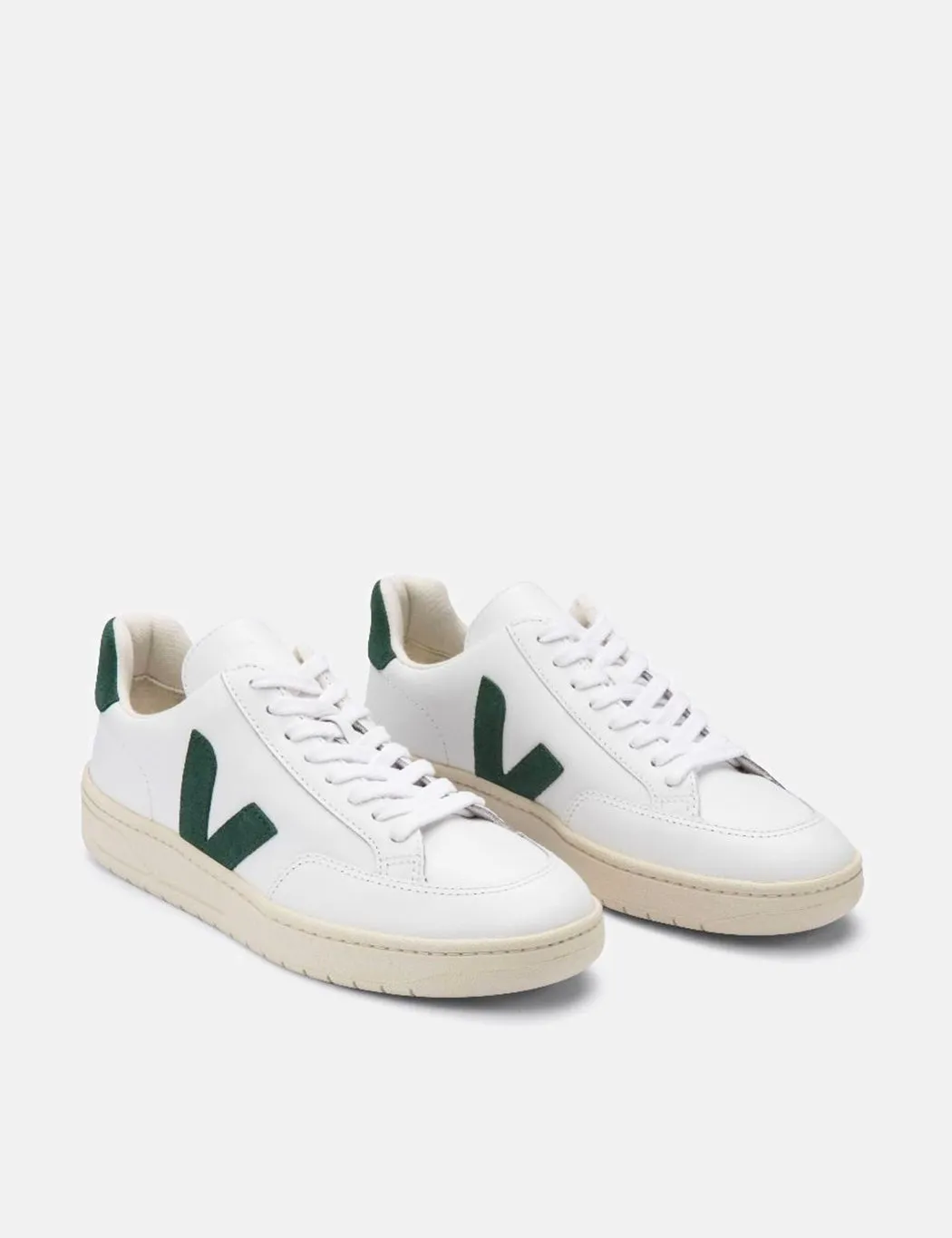 Womens Veja V-12 Leather Trainers - Extra White/Cypress sold by Article London product image thumbnail 4