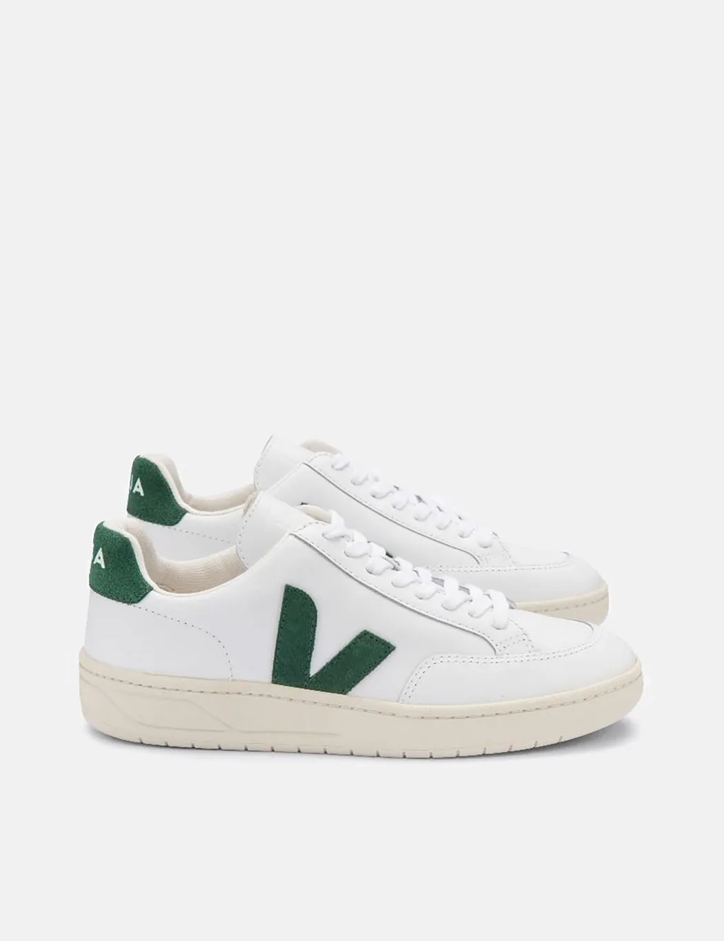 Womens Veja V-12 Leather Trainers - Extra White/Cypress sold by Article London product image thumbnail 2
