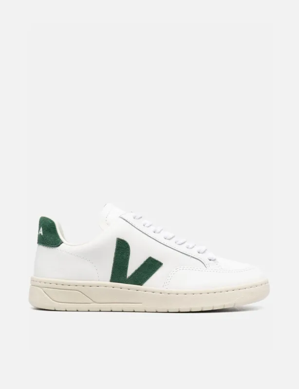 Womens Veja V-12 Leather Trainers - Extra White/Cypress sold by Article London