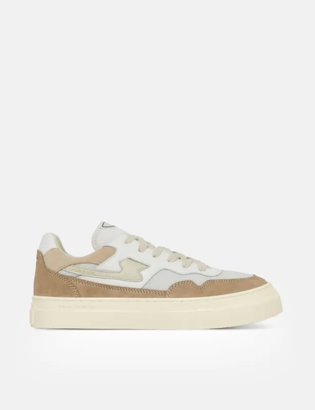 Stepney Workers Club Pearl S-Strike Trainers (Suede Mix) - White/Earth sold by Article London