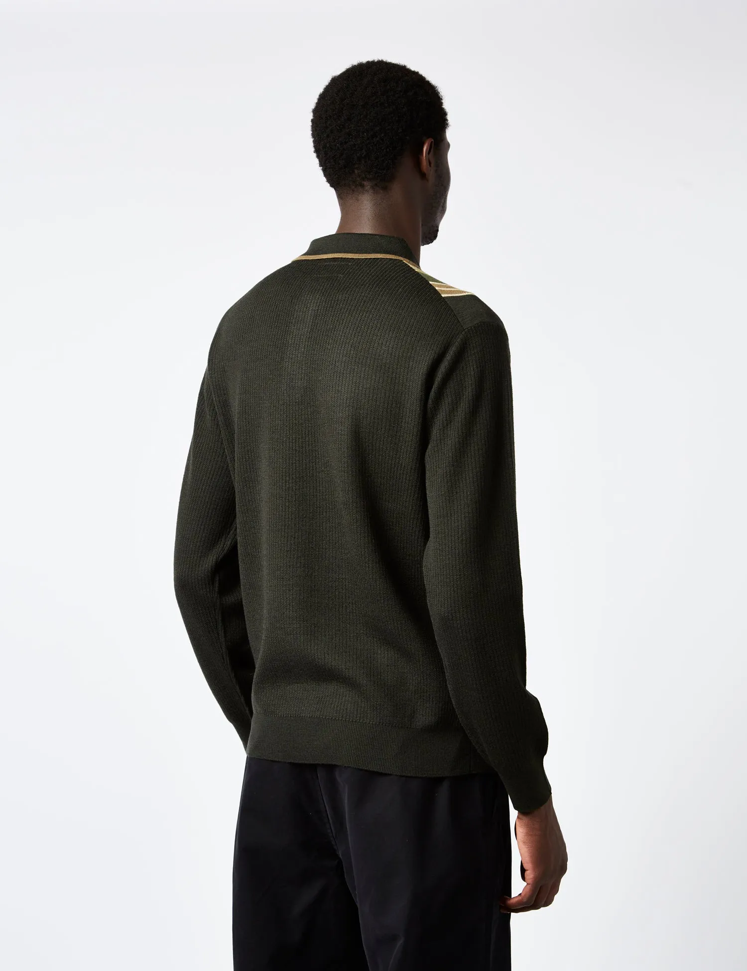 Beams Plus Knit Polo (Stripe) - Dark Green sold by Article London product image thumbnail 5