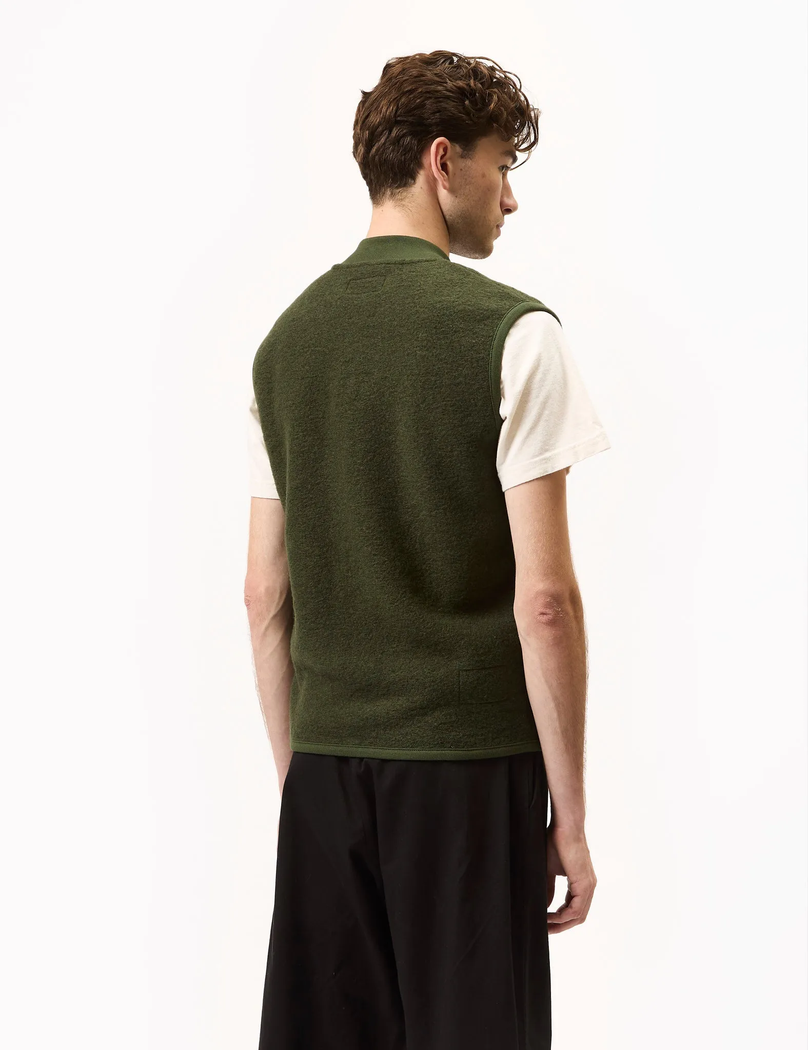 Universal Works Zip Waistcoat (Wool Fleece) - Olive Green sold by Article London product image thumbnail 4