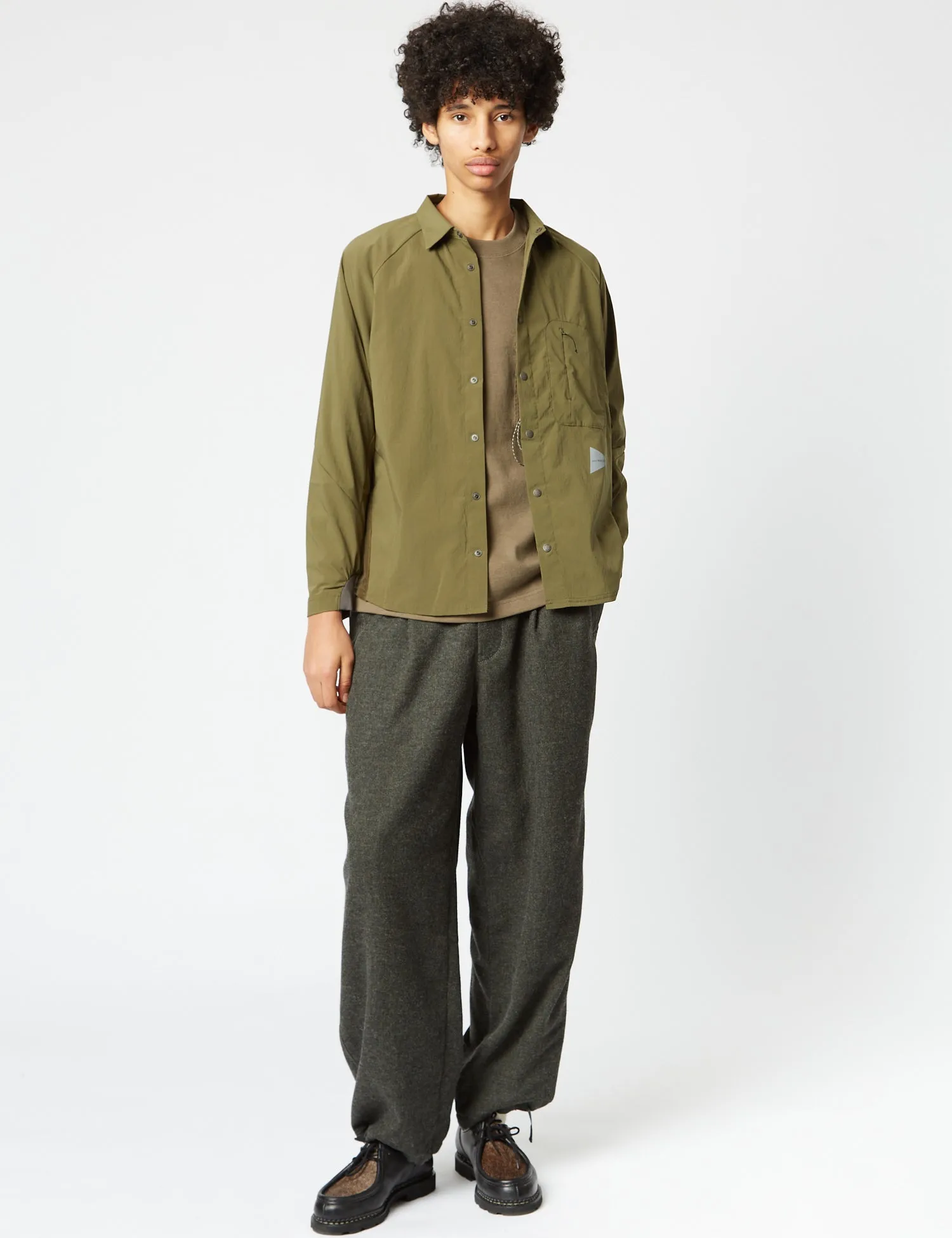 and Wander Fleece Base Long Sleeve Shirt - Khaki Green sold by Article London product image thumbnail 3
