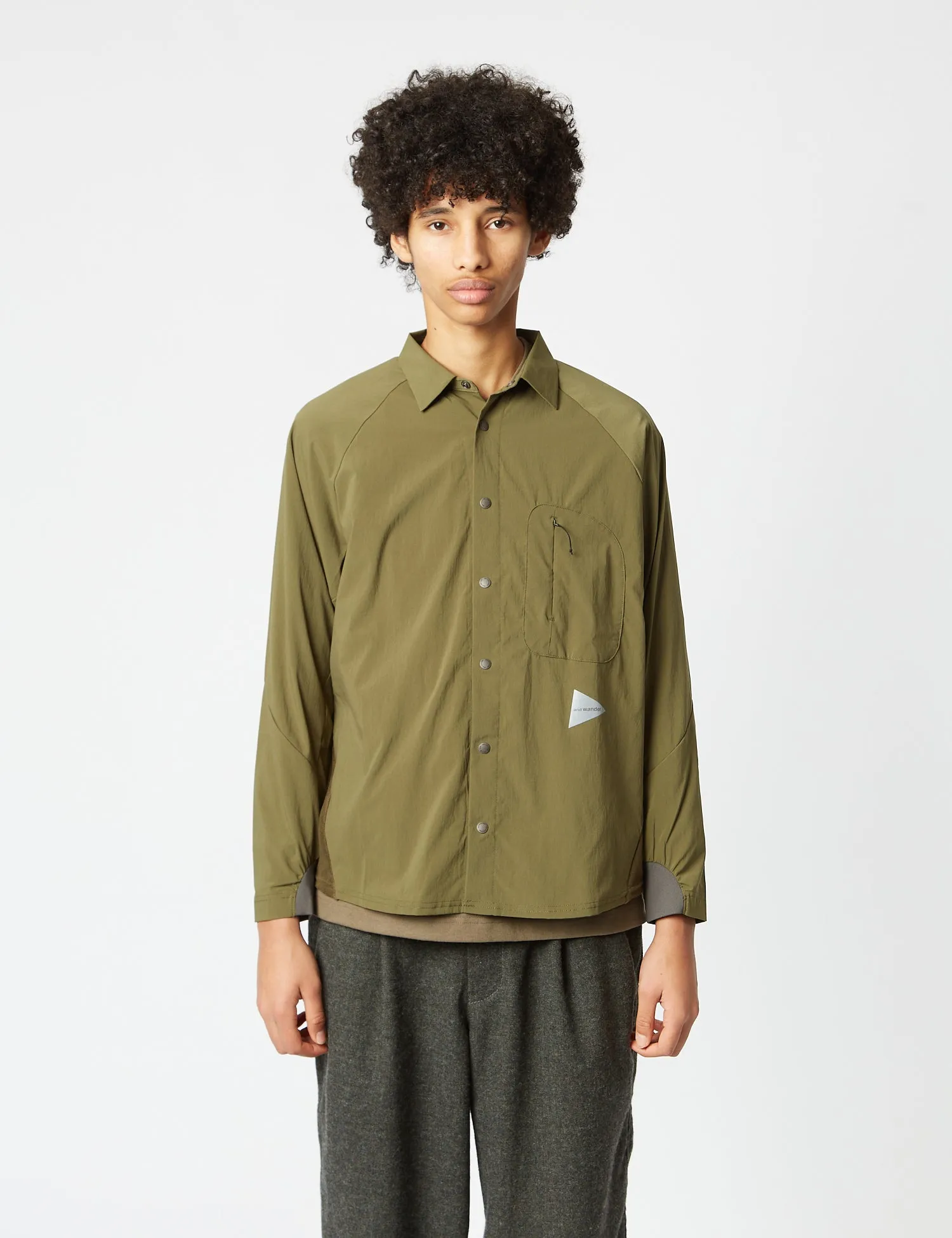 and Wander Fleece Base Long Sleeve Shirt - Khaki Green sold by Article London