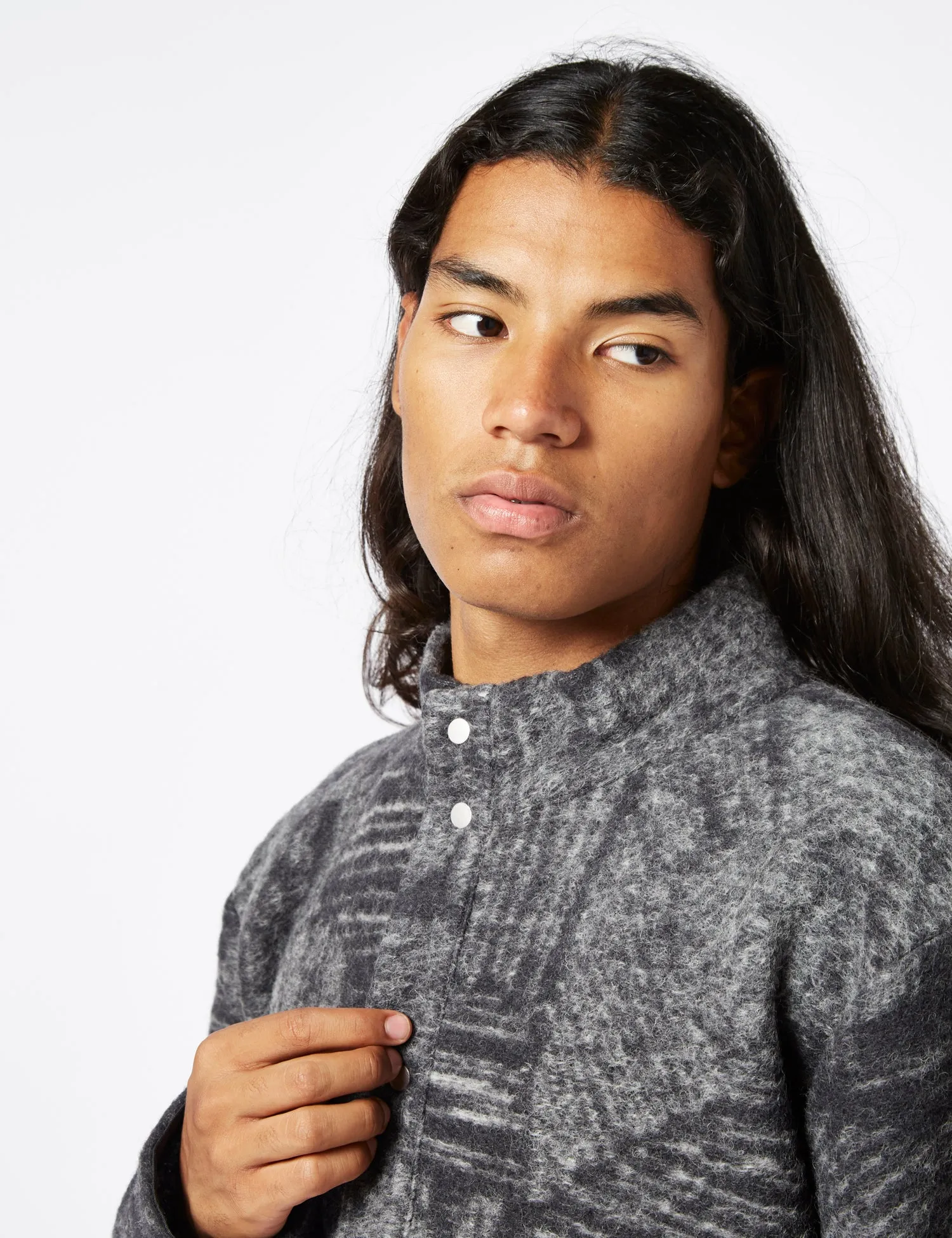 Folk Boxy Funnel Fleece (Wool Polka) - Slate Grey sold by Article London product image thumbnail 2