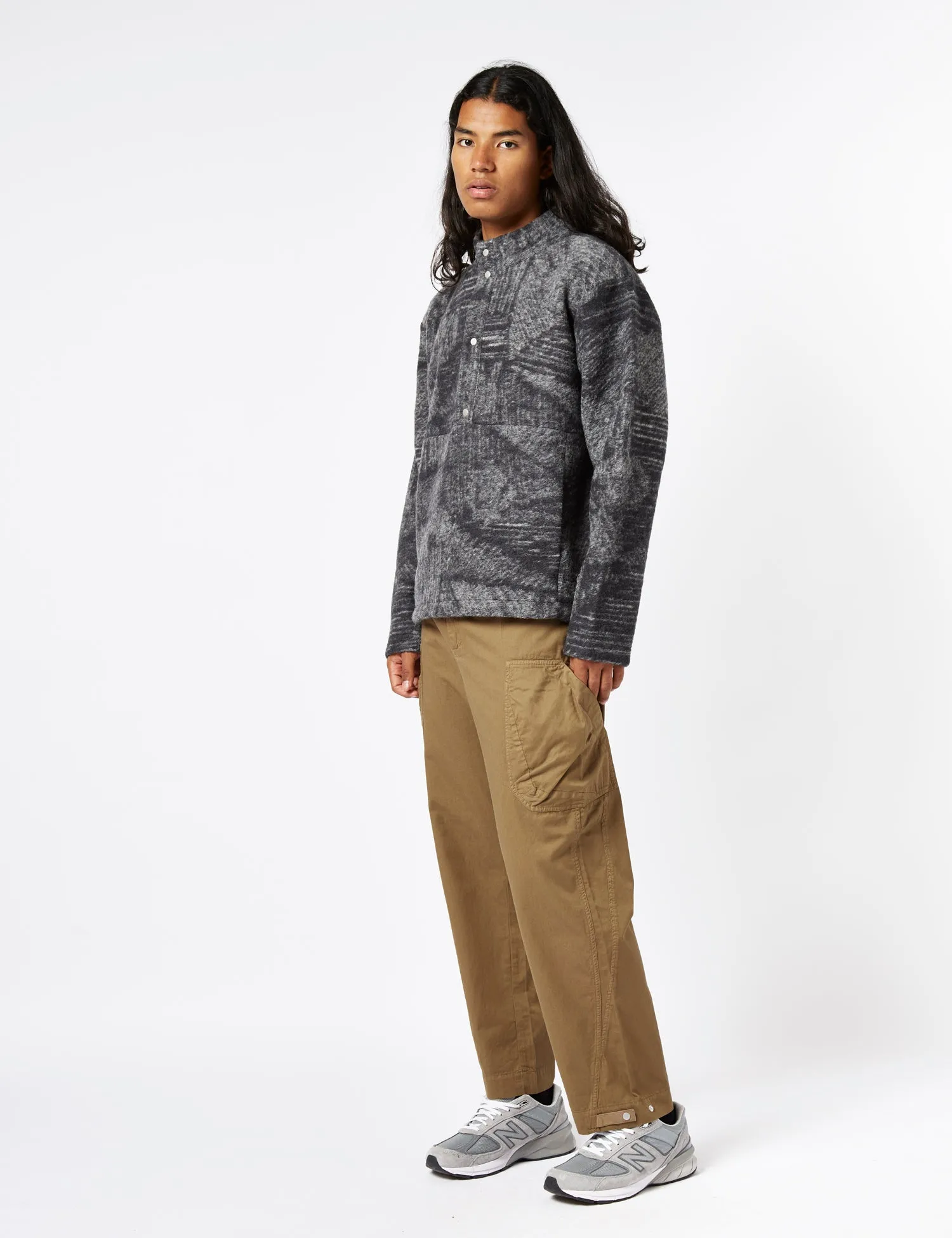 Folk Boxy Funnel Fleece (Wool Polka) - Slate Grey sold by Article London product image thumbnail 3