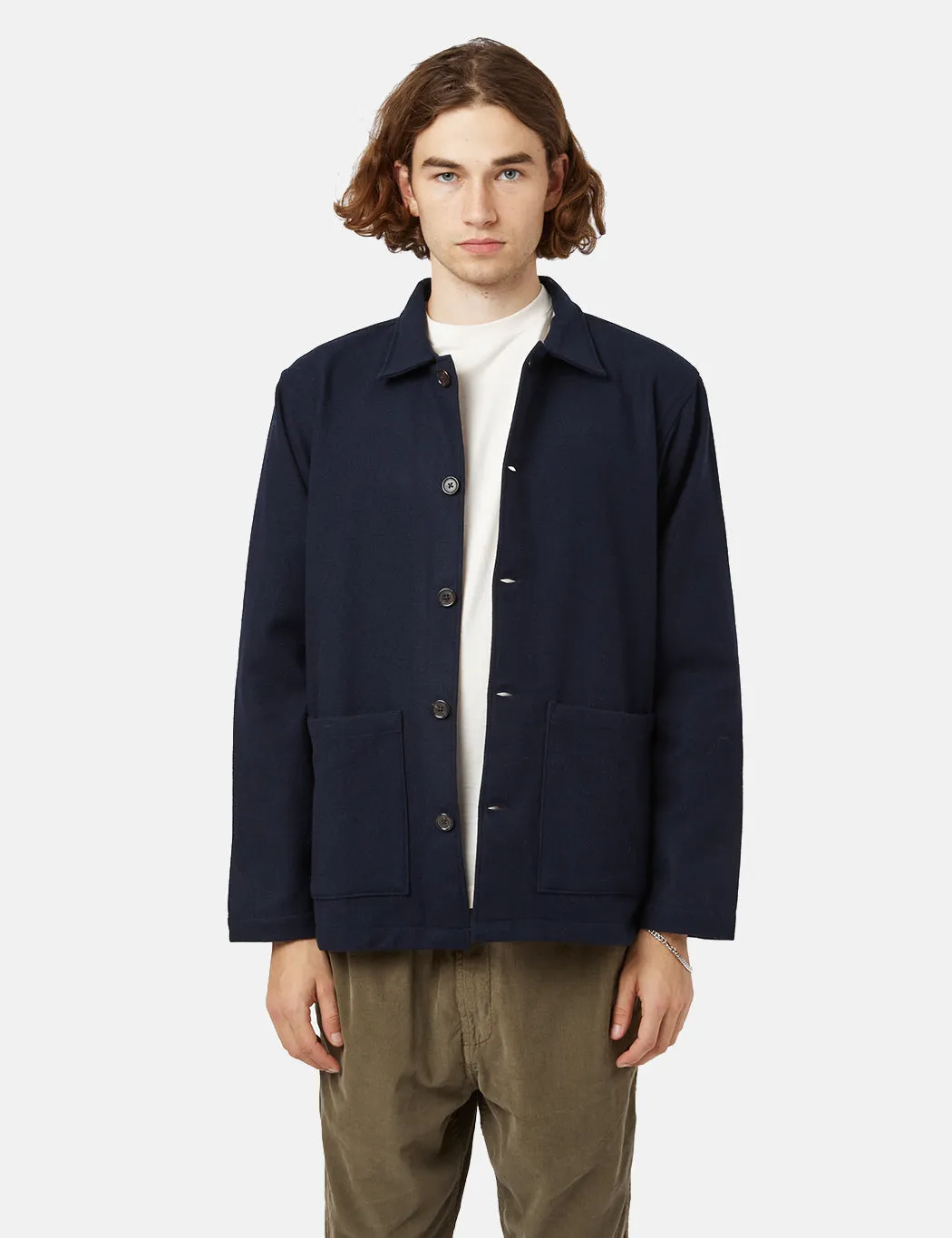 Universal Works Easy Overshirt - Navy Blue sold by Article London product image thumbnail 4
