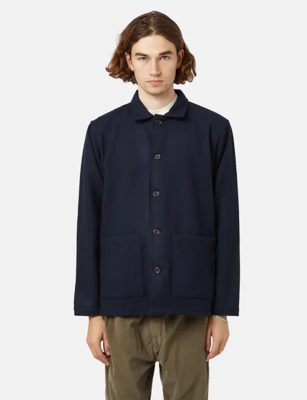 Universal Works Easy Overshirt - Navy Blue sold by Article London