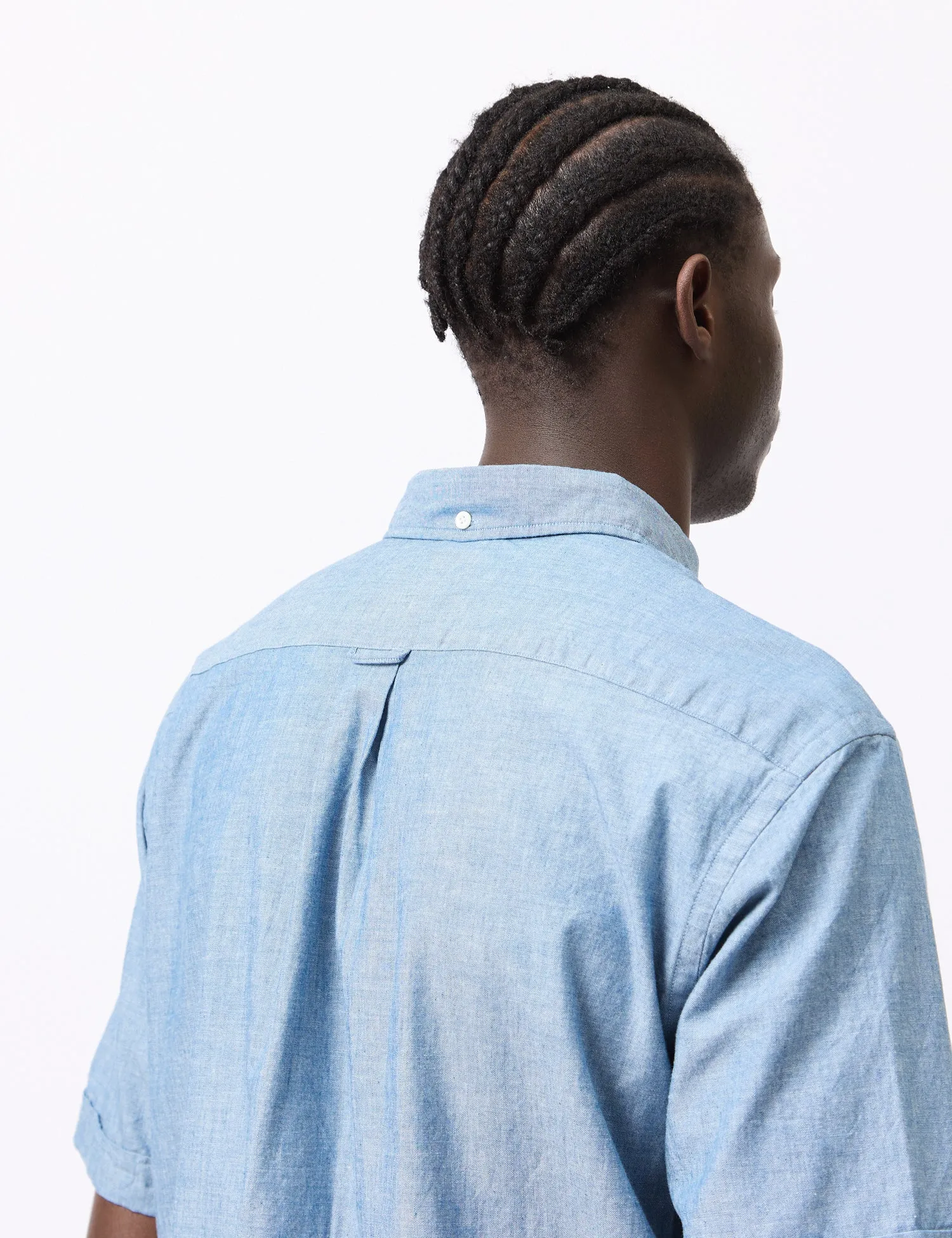 Beams Plus B.D. Pullover Short Sleeve Chambray Shirt - Blue sold by Article London product image thumbnail 3